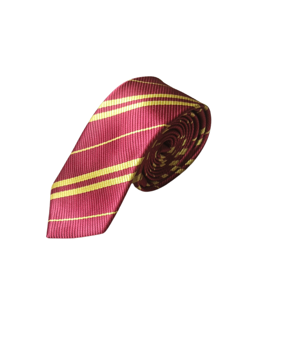 Bordeaux silke slips med gule striber - Billede 1
